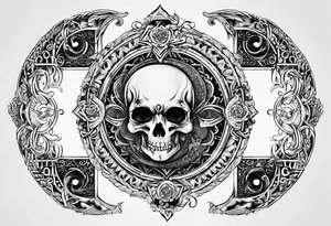 omega greek sign black magic style tattoo idea