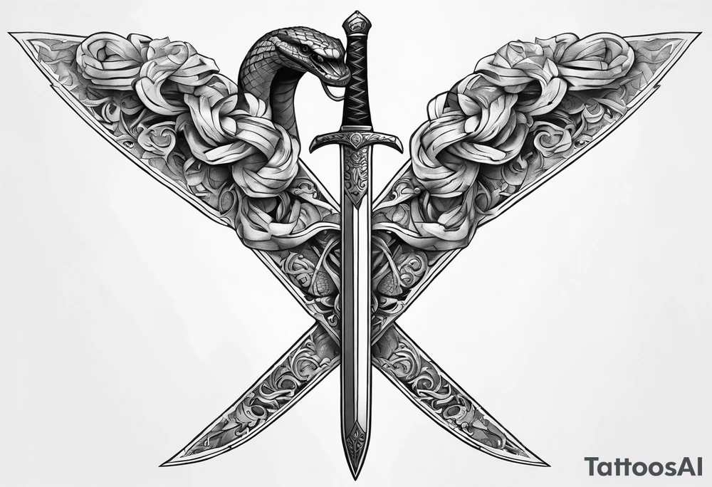 Snake wrapped sword tattoo idea
