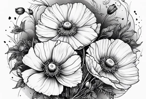 Cosmos and Poppies tattoo idea