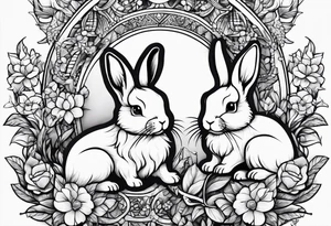 two opposite bunnies tattoo idea