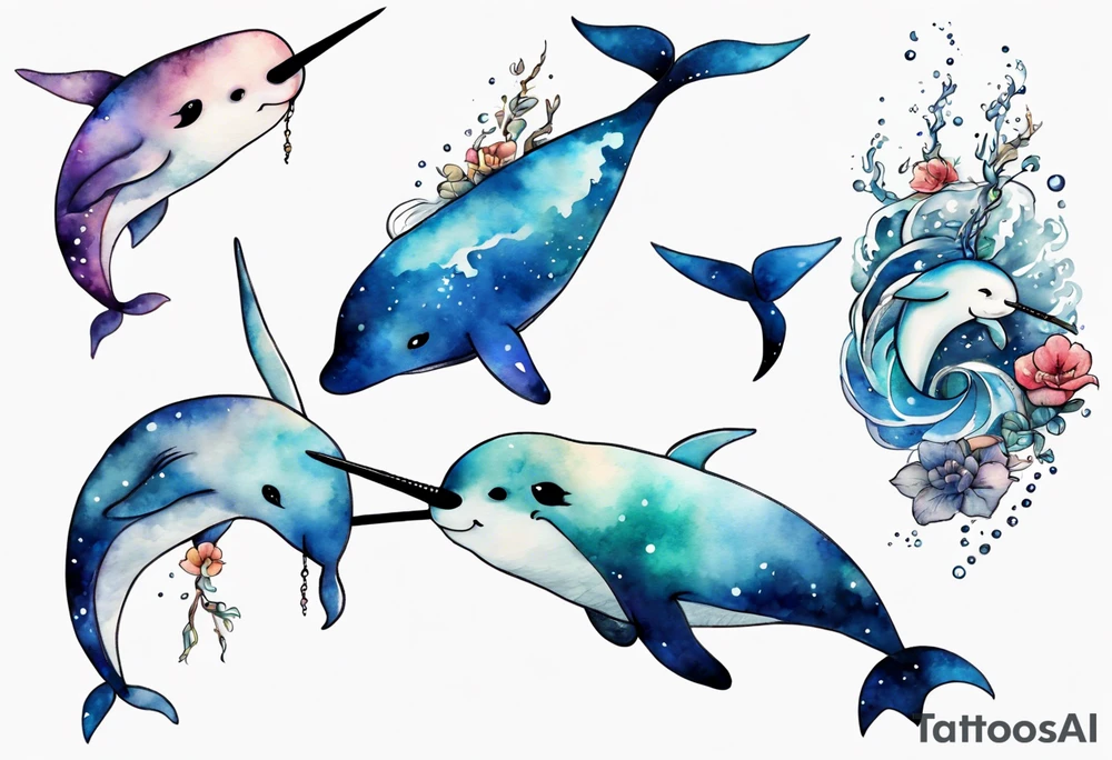 a sad narwhal tattoo idea