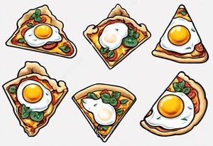 Pair fried eggs tattoo, where for the girl a small slice like a pizza triangular and for the guy the rest of the fried eggs tattoo idea