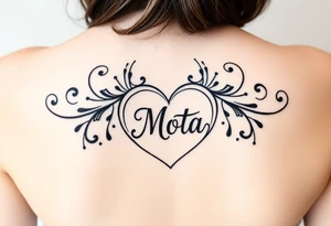 Heart shaped lock with the name Mota in it tattoo idea