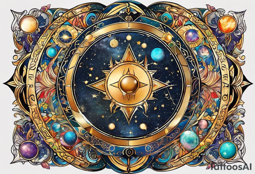 Astrology, Cancer, Natal Chart, symbolic, vision, yin yang, the moon, the sun, Uranus, Pluto, spiritual third eye, mystical armband tattoo idea