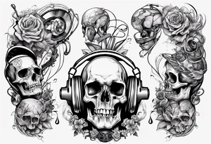 full arm. music combined with science (no skulls) tattoo idea
