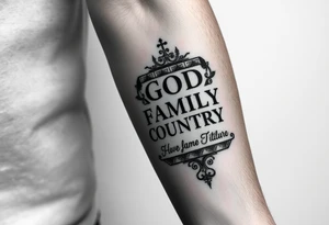 God family country Greek scripture tattoo idea