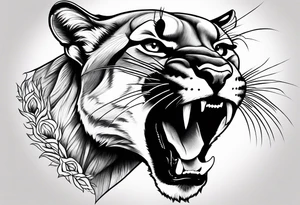 mountain lion growling or roaring tattoo idea