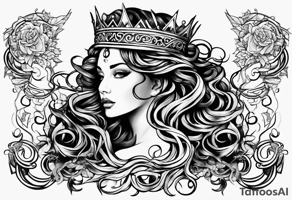 princess crown medusa tattoo idea