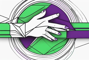 lines around wrist, abstract, green and purple, covered from wrist to forearm, fully covered, no borders, blackwork, no people tattoo idea