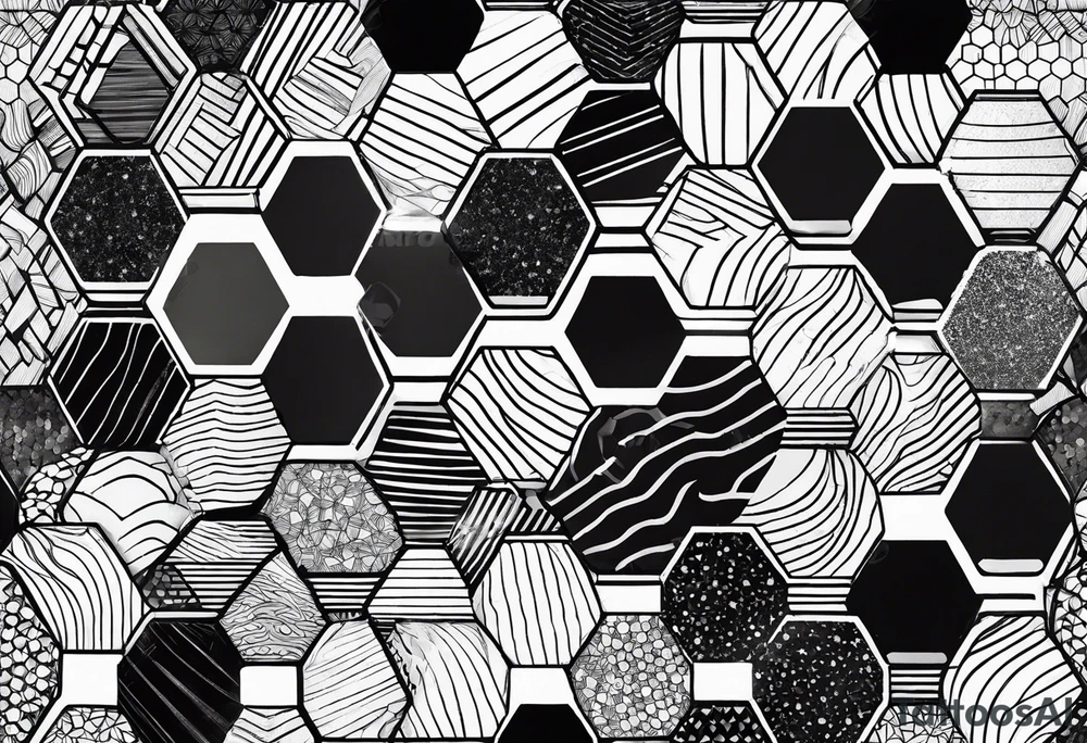 black plain hexagons tattoo idea