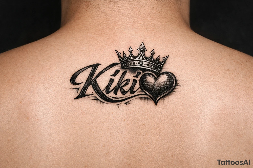 Kiki name with heart and crown simple tattoo idea
