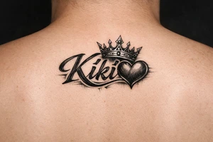 Kiki name with heart and crown simple tattoo idea