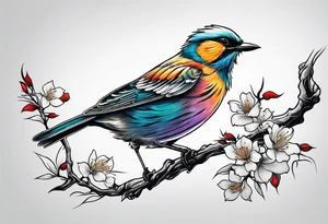 Bird taking off from a branch tattoo idea