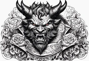 angry devil for a chest gothic style tattoo idea
