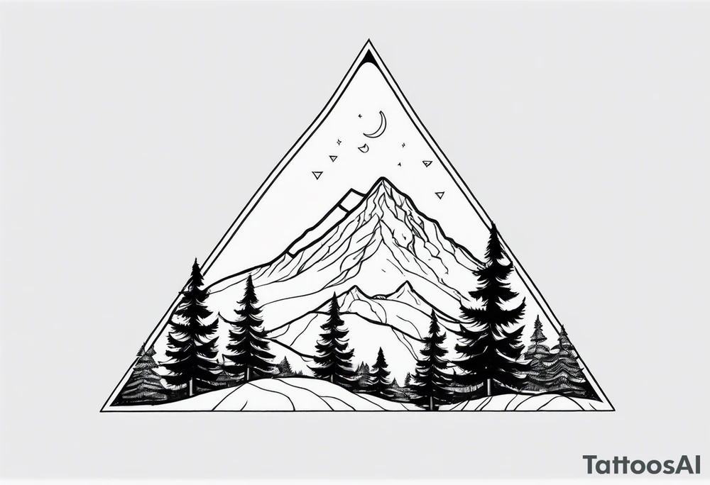 triangle shape trees mountain tattoo idea