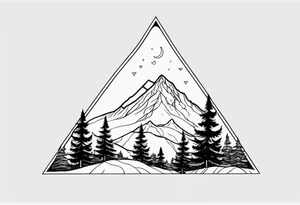 triangle shape trees mountain tattoo idea