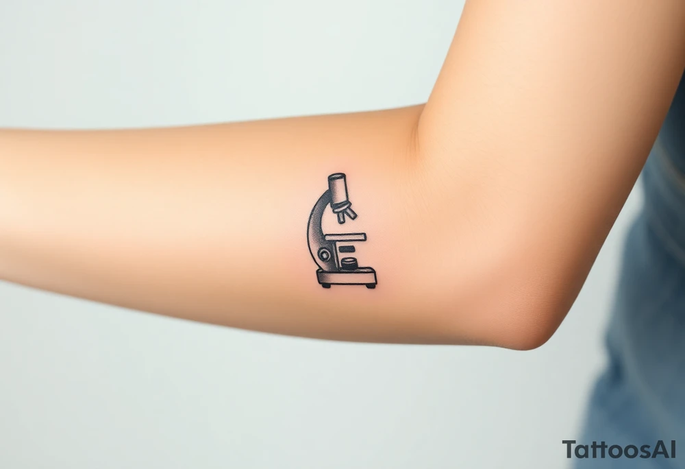 Minimalist tattoo for women scientist, microscope tattoo idea