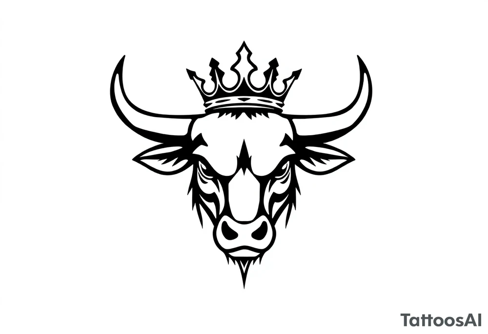 Bull symbol with crown tattoo idea