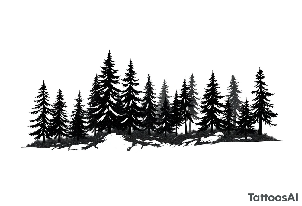 Coniferouse forest silhouette around the forearm a tattoo tattoo idea