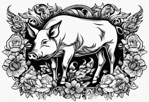 pig, cow, chicken and human handprints tattoo idea