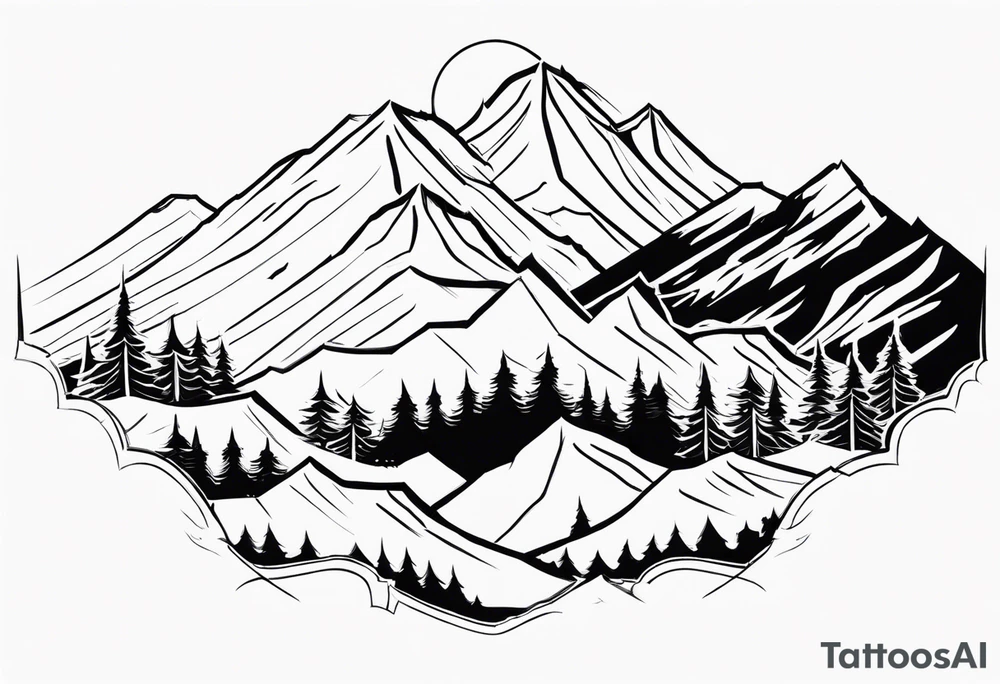 Montagne avec samouraï tattoo idea