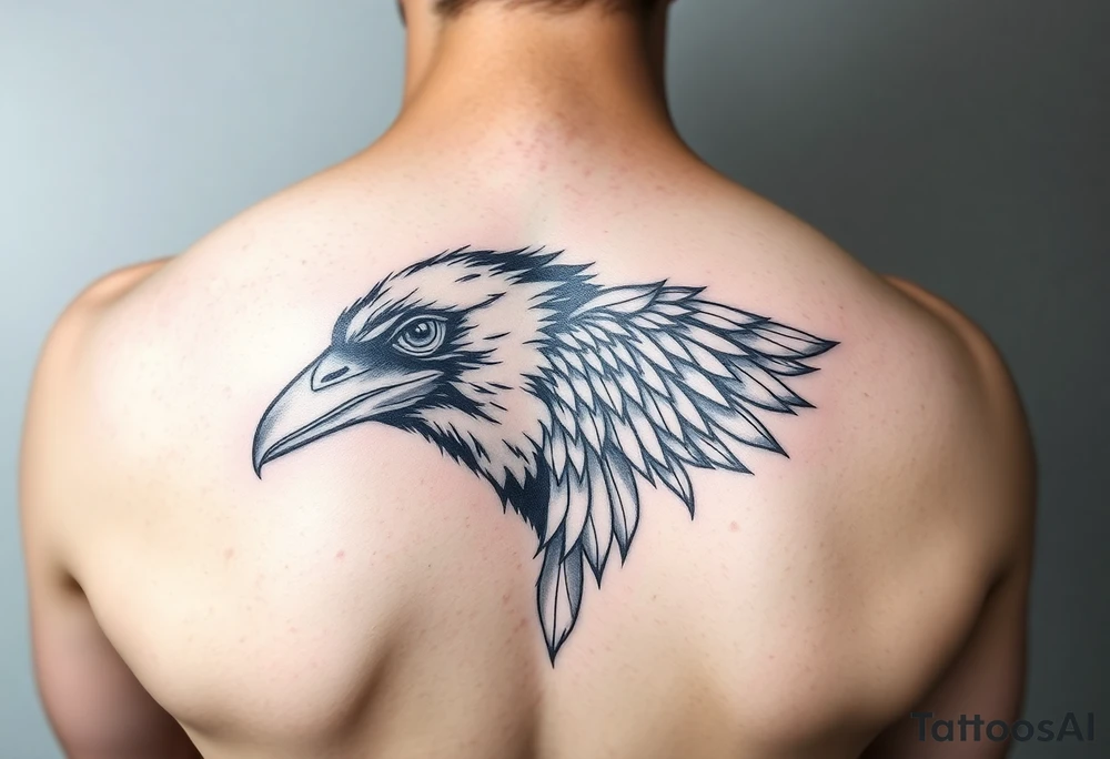 Half raven half peackock tattoo idea