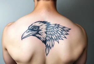 Half raven half peackock tattoo idea