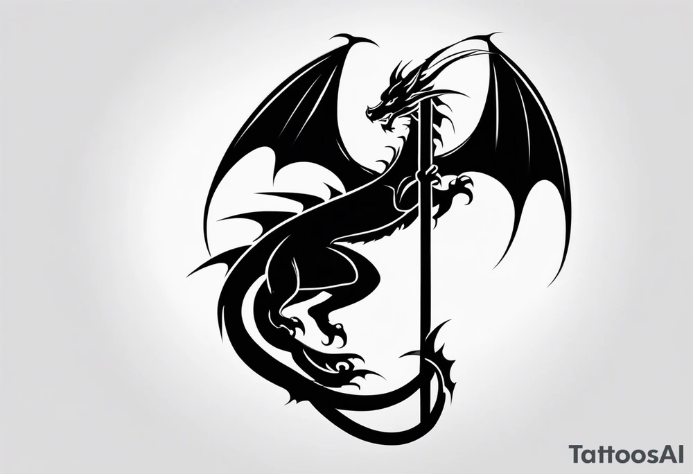 dragon perched with claws wrapped around on a pole tattoo idea dragon perched with claws wrapped around on a pole tattoo idea