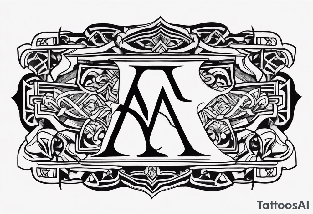 the letters A R in the middle of a ninja headband tattoo idea