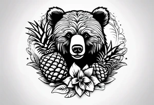 Bear hugging pineapple tattoo idea