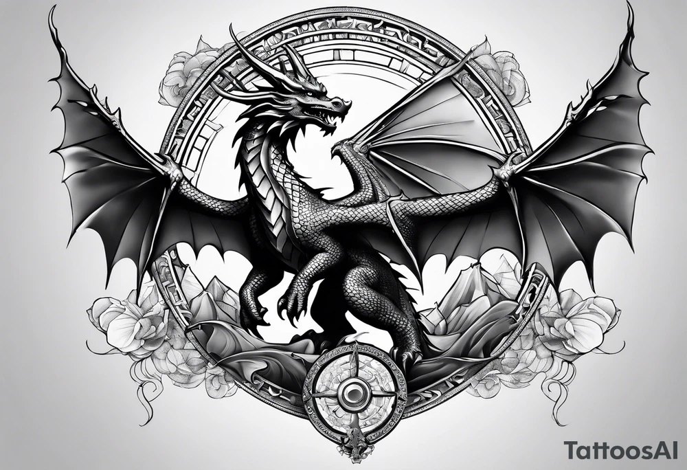 Dragon roman empire structures tattoo idea