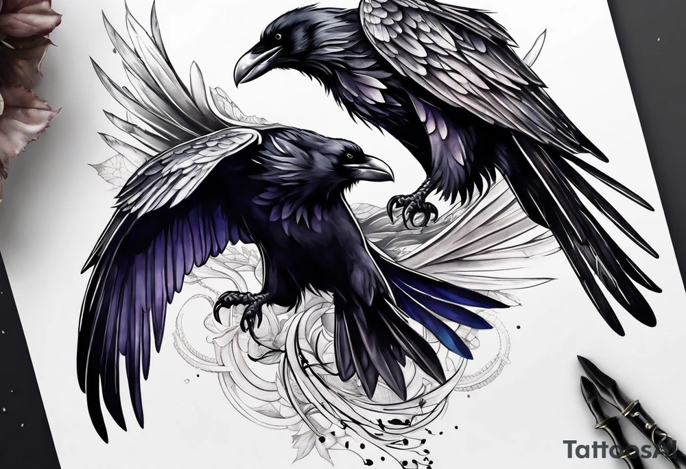 3 ravens under a wing tattoo idea