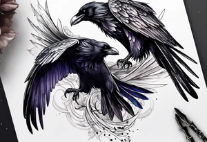 3 ravens under a wing tattoo idea