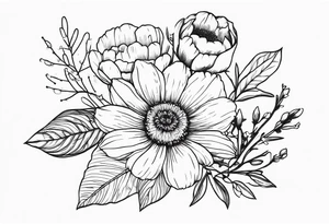 Birthflower bouquet tattoo with one July flower and two October flowers. tattoo idea