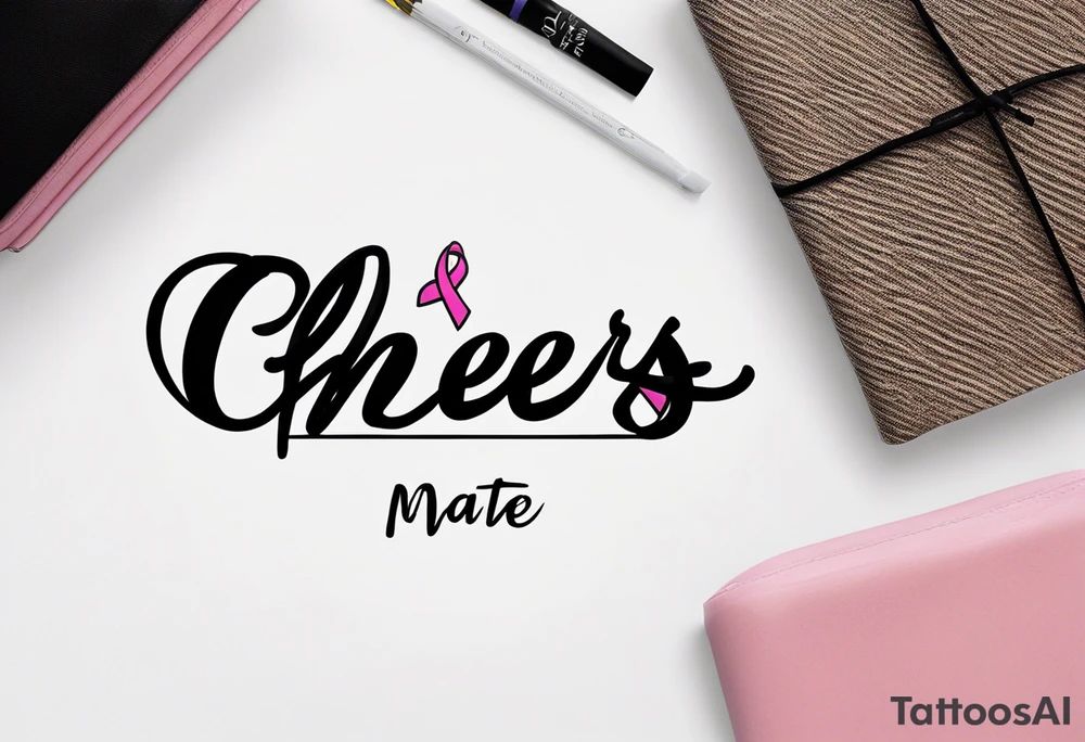 Cheers Mate text, armband +Cancer Ribbon tattoo idea