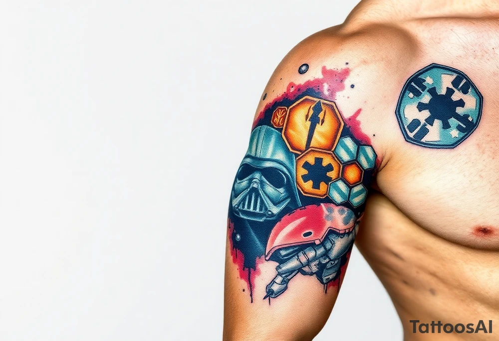 starwars symbols inside honey combs tattoo idea