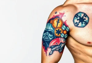 starwars symbols inside honey combs tattoo idea