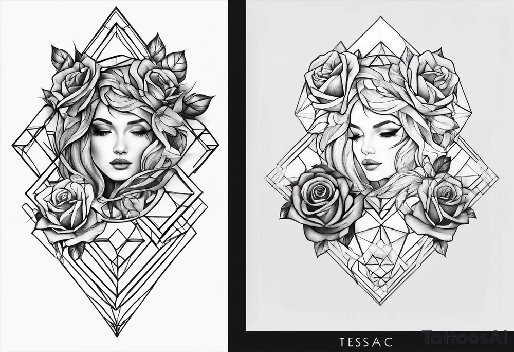 Tesseract with roses tattoo idea