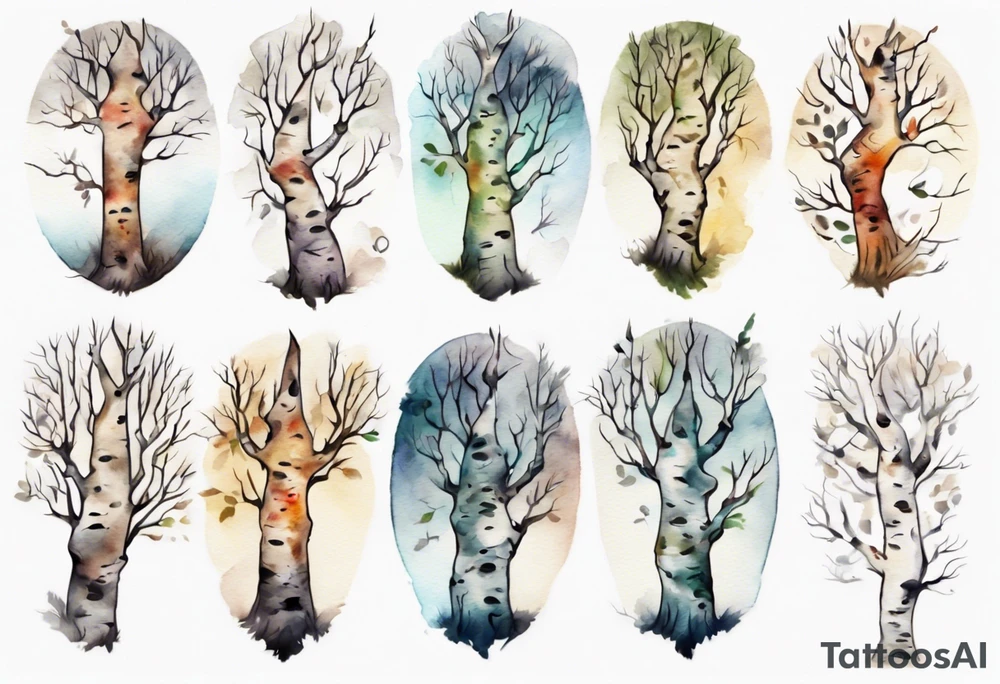 a birch tree shaped like a human tattoo idea