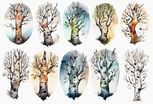 a birch tree shaped like a human tattoo idea