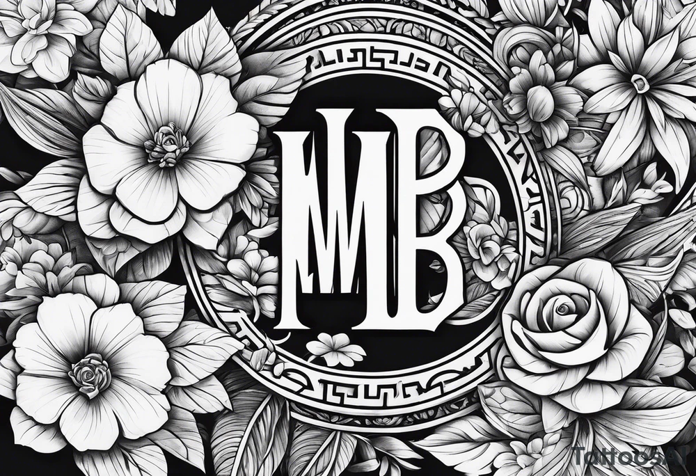 Rolls of money, flowers, & the letters MBB tattoo idea