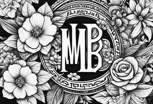 Rolls of money, flowers, & the letters MBB tattoo idea