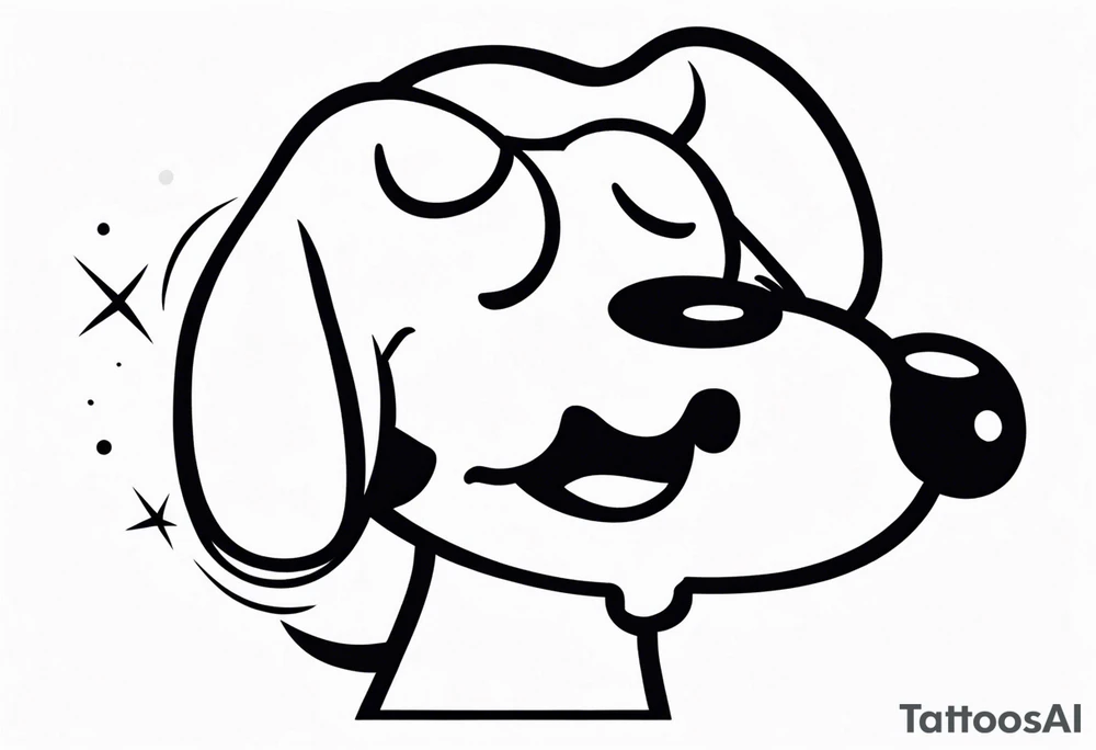 happy snoopy side profile calling on a dial telephone tattoo idea