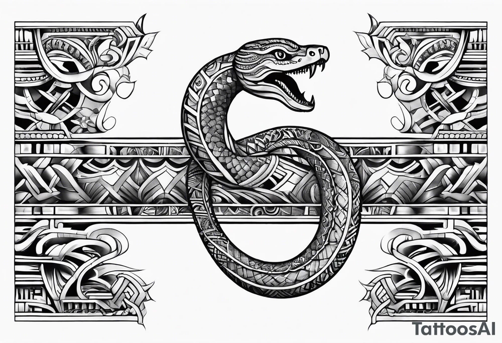 aztec snake sleeve tattoo idea