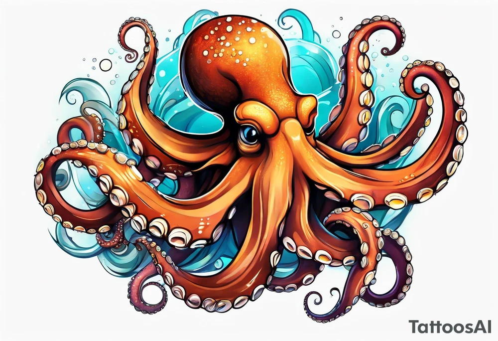 Octopus happy tattoo idea