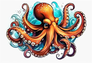 Octopus happy tattoo idea