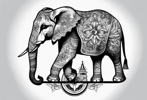 Feminine compass, elephant holding it tattoo idea