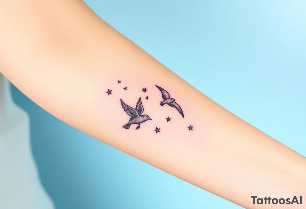 birds flying too the stars tattoo idea