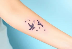 birds flying too the stars tattoo idea