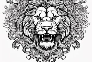Oak tree shaped as roaring lion tattoo idea